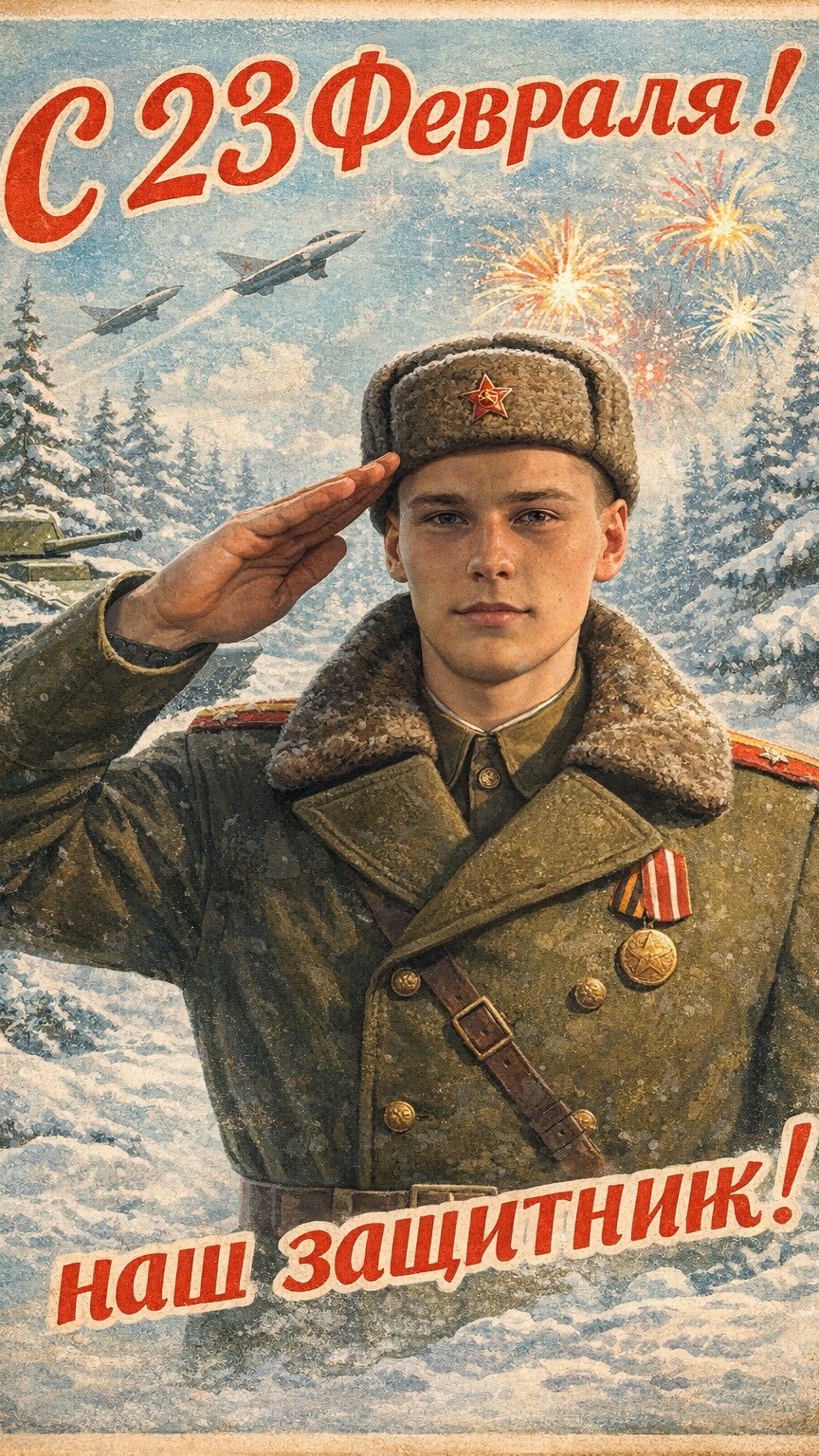 Пример открытки в стиле Винтаж 1950